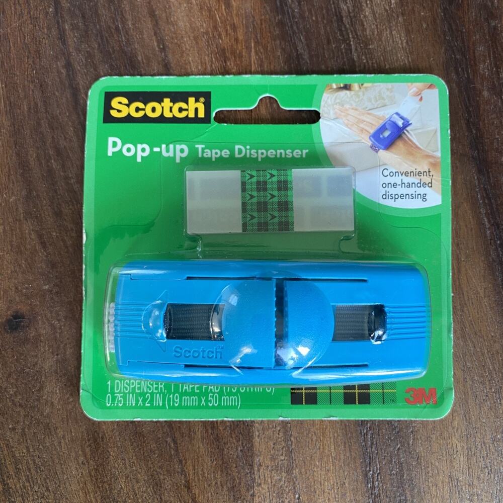 Scotch Pop-Up Tape Blue Handband Dispenser w/ 1 Refill Pad (75 Strips)